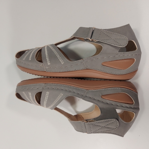 LOSTISY Women Wedges Shoes Splicing Casual Comfy Gray Sandals, 39 - Picture 9 of 9